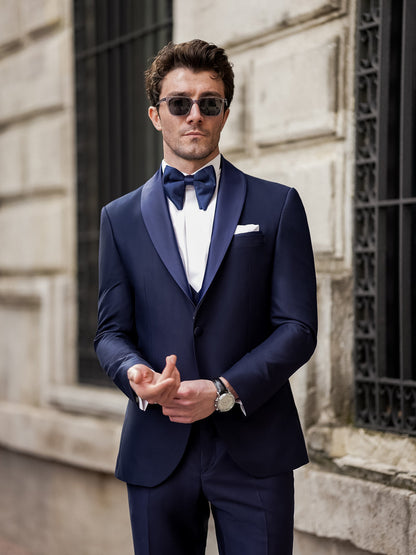 XAYWEAR Men's Navy Slim-Fit Tuxedo 3-Piece