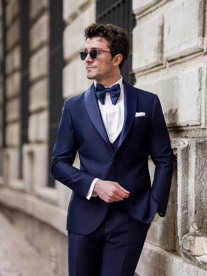 XAYWEAR Men's Navy Slim-Fit Tuxedo 3-Piece