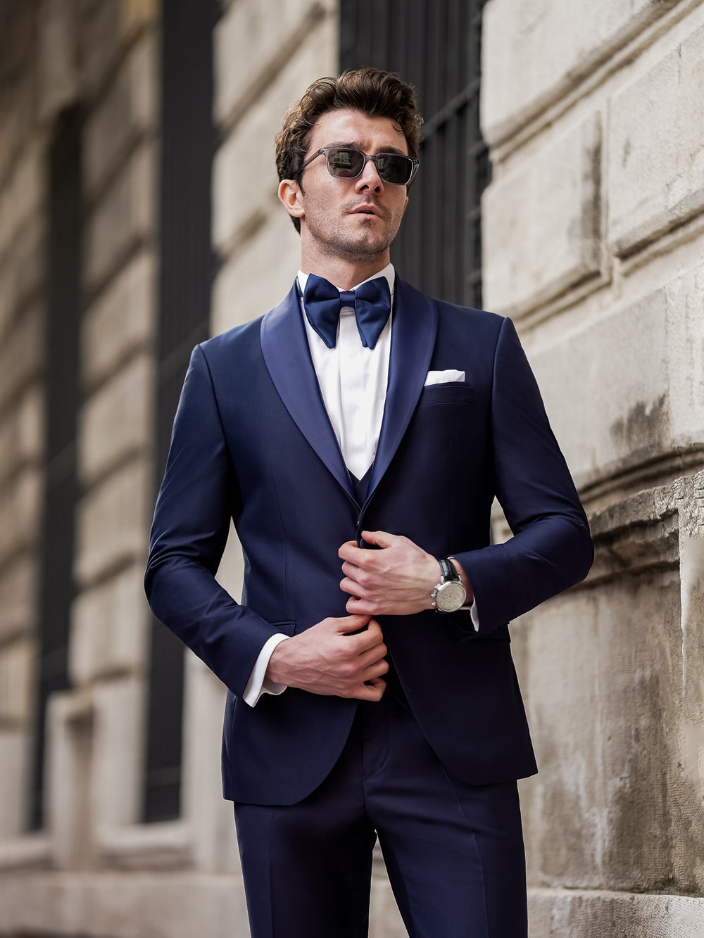 XAYWEAR Men's Navy Slim-Fit Tuxedo 3-Piece