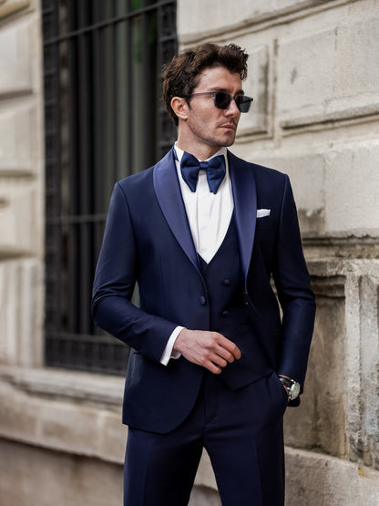 XAYWEAR Men's Navy Slim-Fit Tuxedo 3-Piece