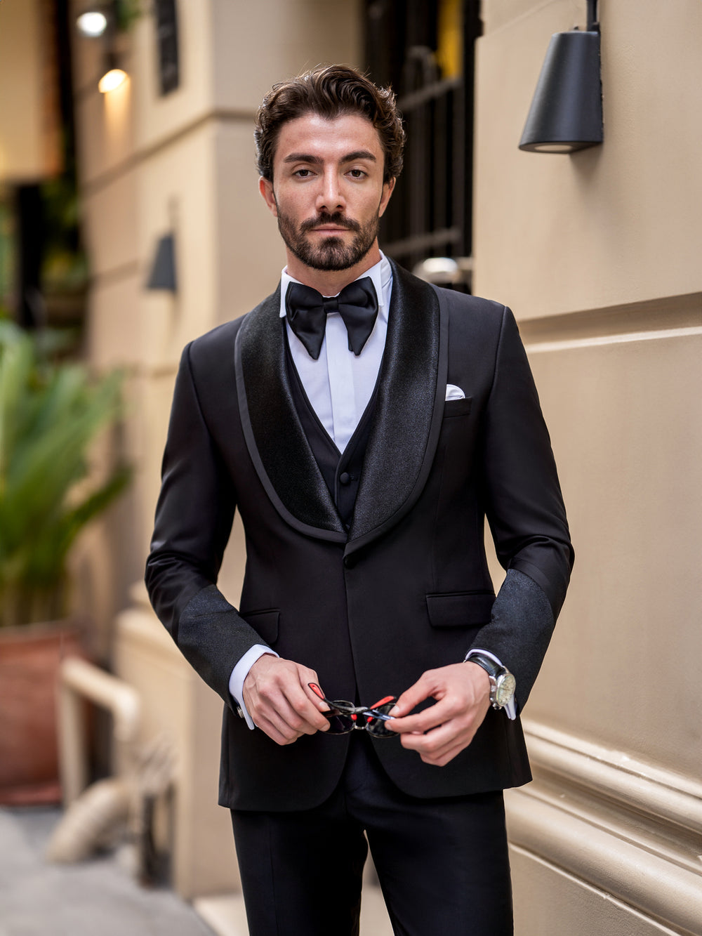XAYWEAR Men'd Formal Black Slim-Fit Tuxedo 3-Piece Suit