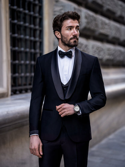 XAYWEAR The Elegant Men's Black Slim-Fit Tuxedo 3-Piece Formal Sit