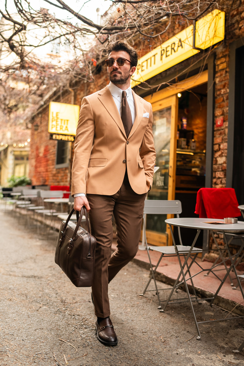 XAYWEAR Men's Camel Single Breasted Blazer