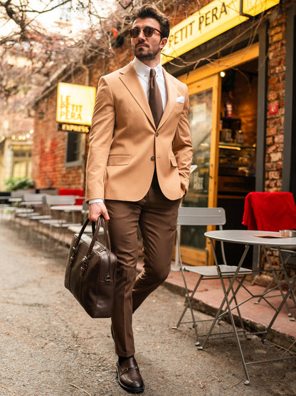 XAYWEAR Men's Camel Single Breasted Blazer