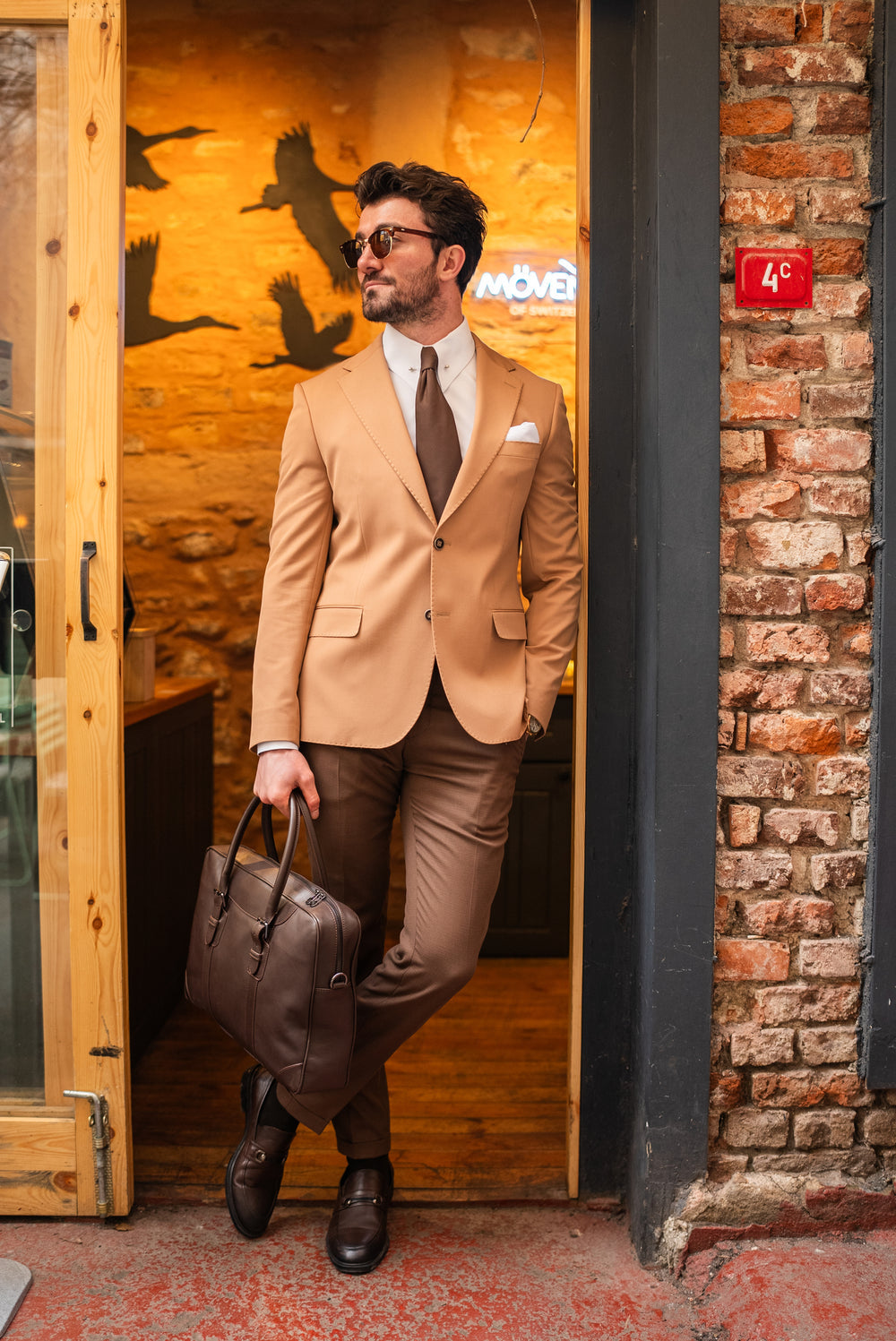XAYWEAR Men's Camel Single Breasted Blazer