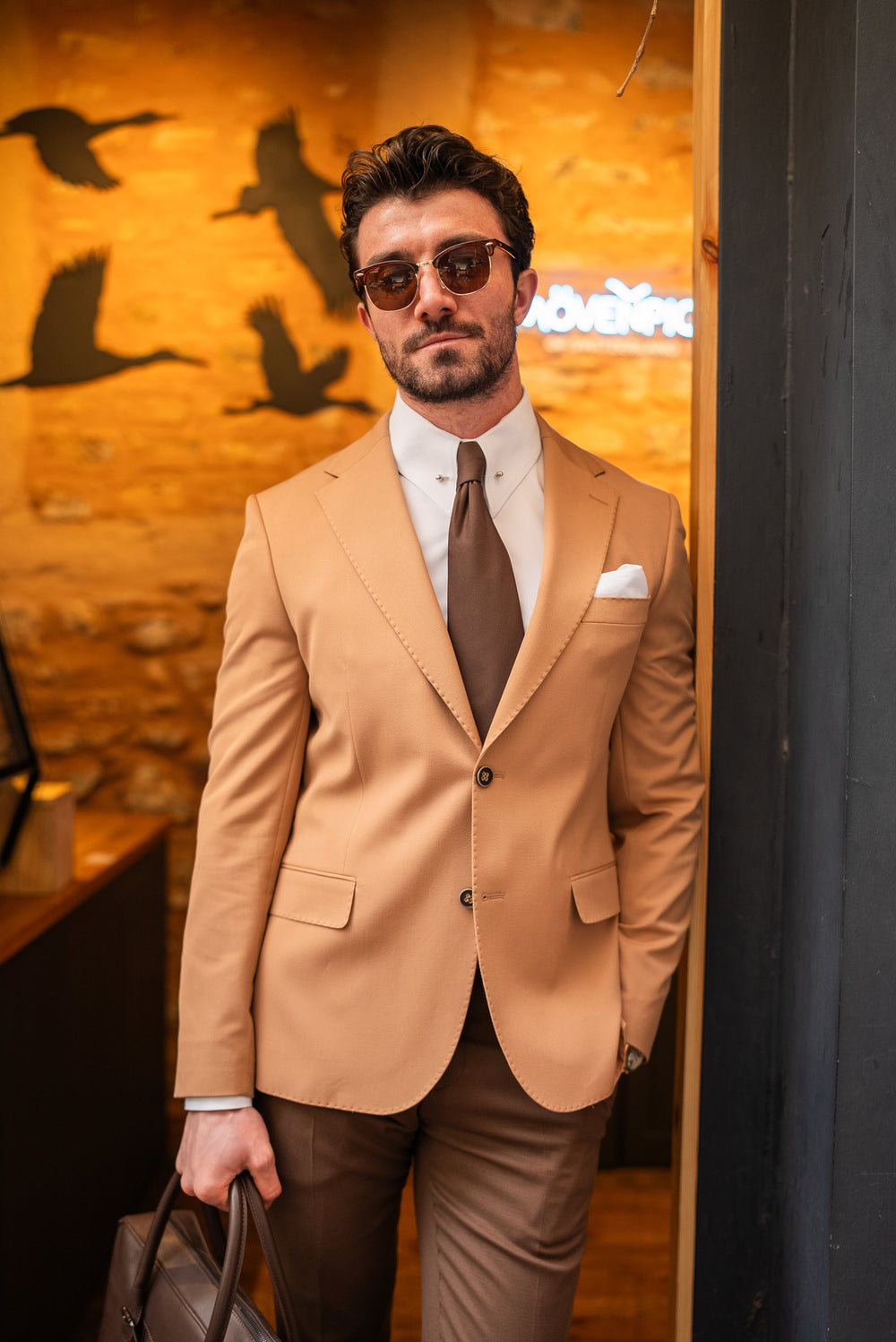 XAYWEAR Men's Camel Single Breasted Blazer