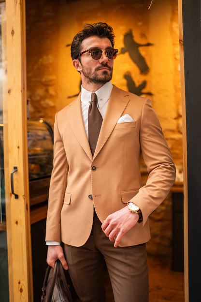 XAYWEAR Men's Camel Single Breasted Blazer