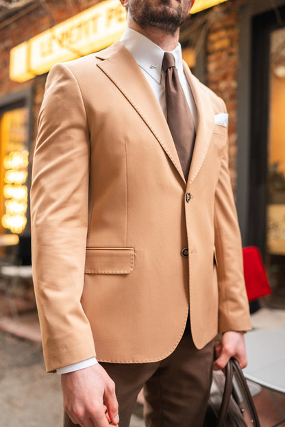 XAYWEAR Men's Camel Single Breasted Blazer