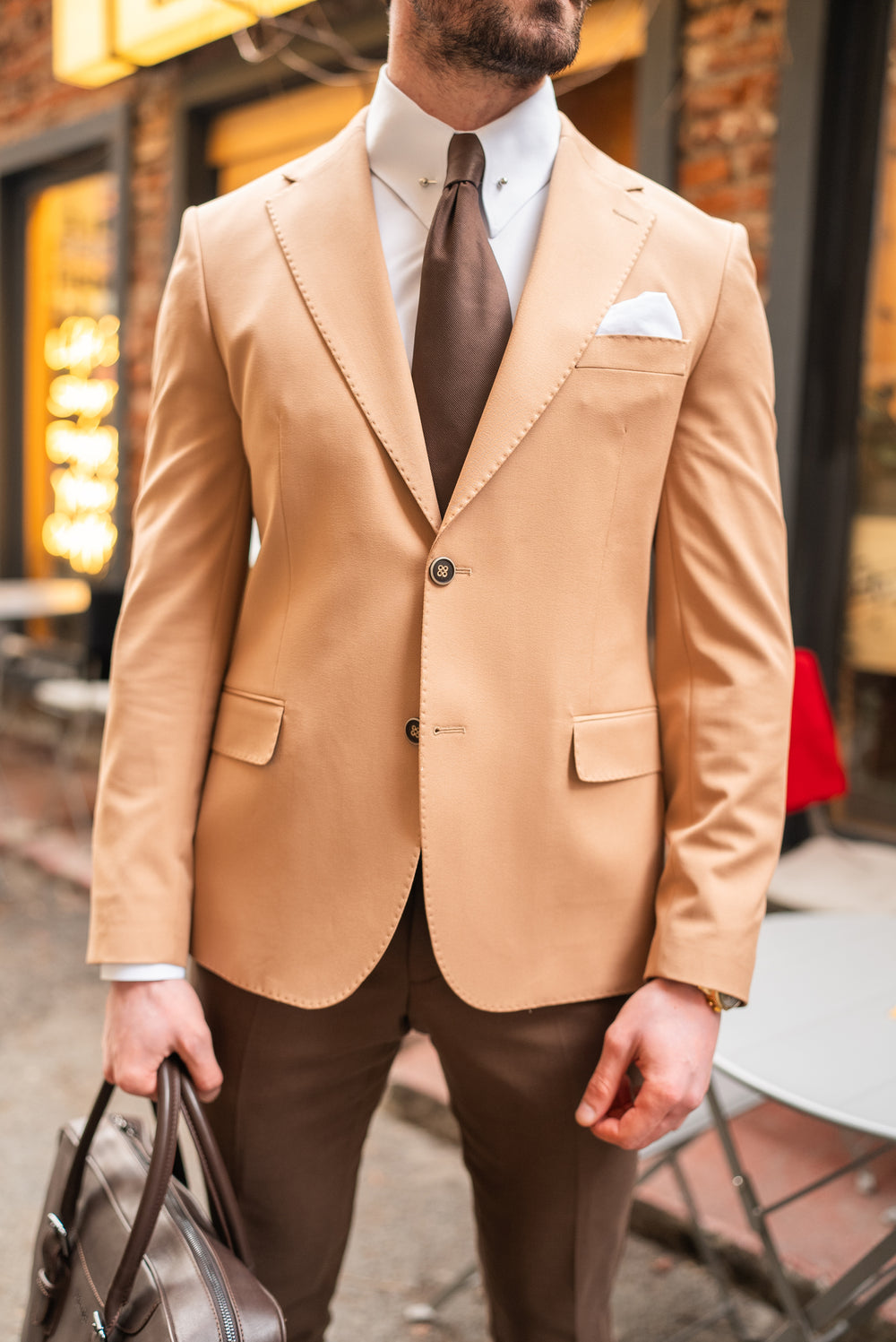XAYWEAR Men's Camel Single Breasted Blazer