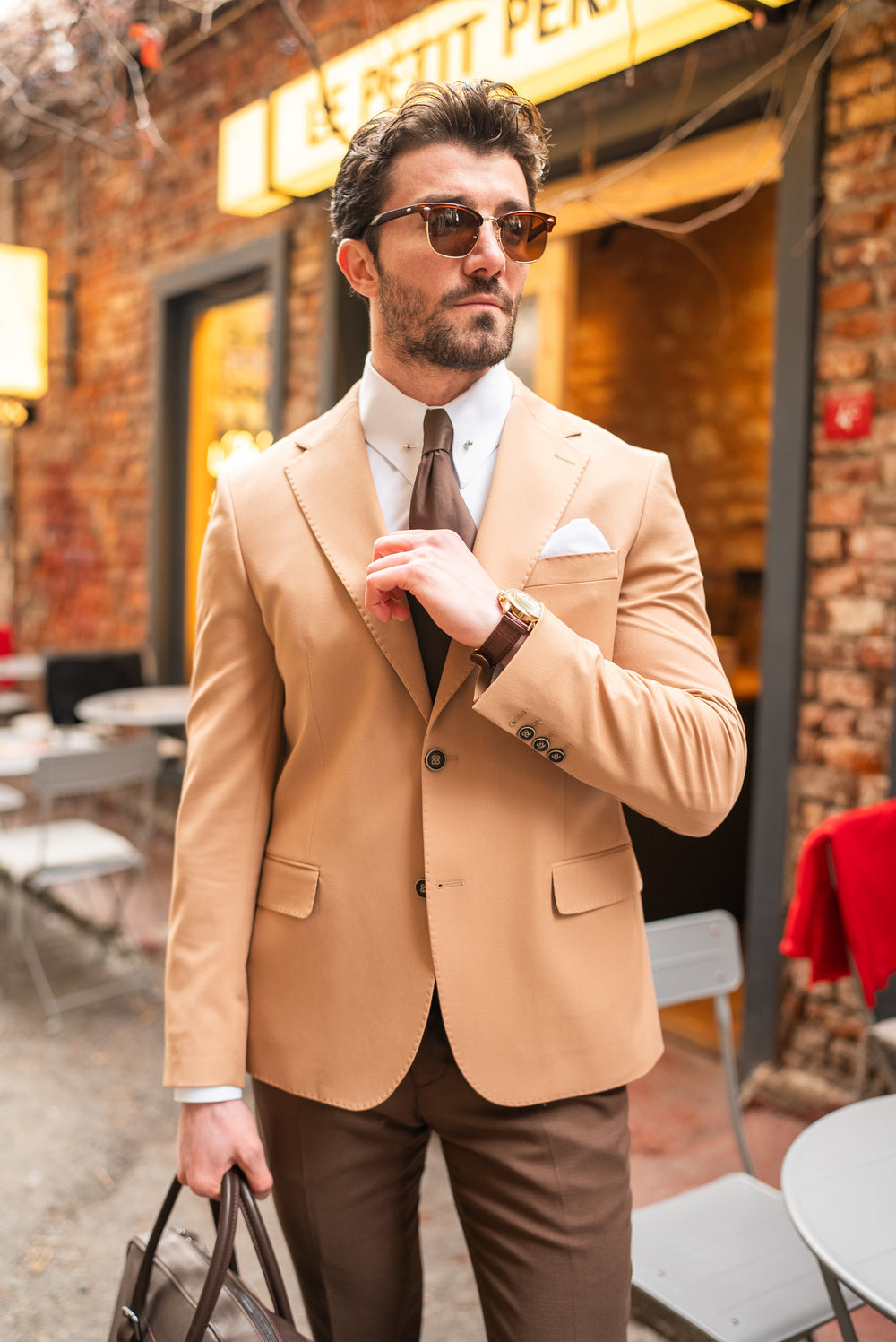 XAYWEAR Men's Camel Single Breasted Blazer