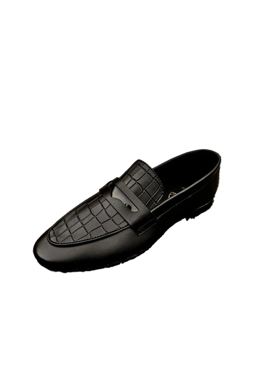 XAYWEAR Black Snake Style Formal Shoes for Men