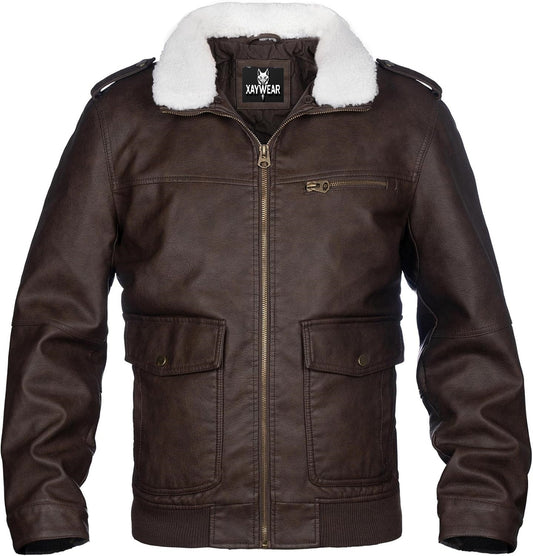 XAYWEAR Brown Pilot Jacket Men - Stylish Leather Jacket