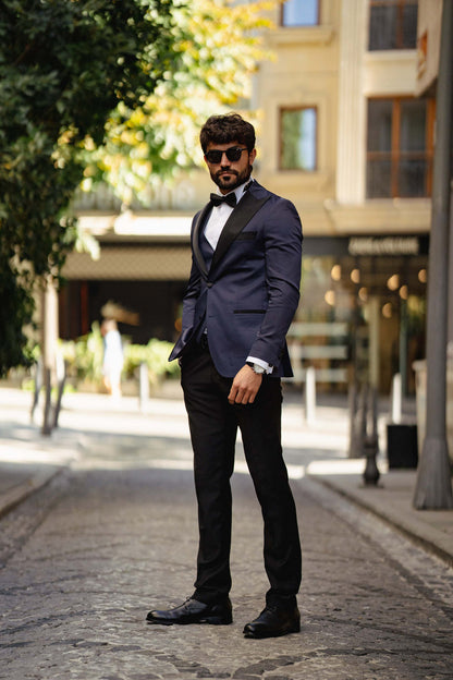 XAYWEAR Men's Navy Slim-Fit Tuxedo 3-Piece Suit
