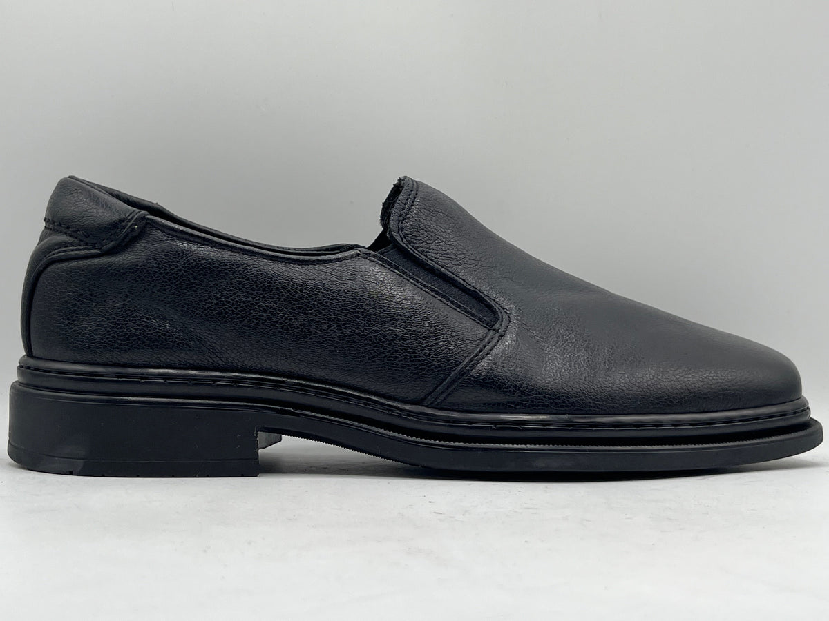 Black Textured Leather Slip-on Shoes (Mad in Spain)