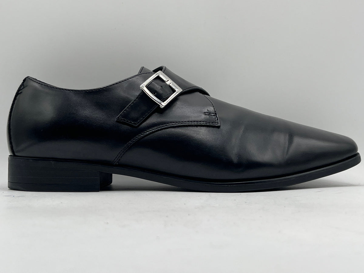 Zara Man Black Leather Single Monk Strap Dress Shoes