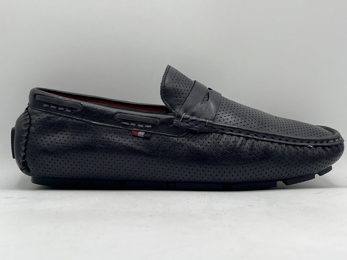 Robert Wood Perforated Leather Penny Loafers
