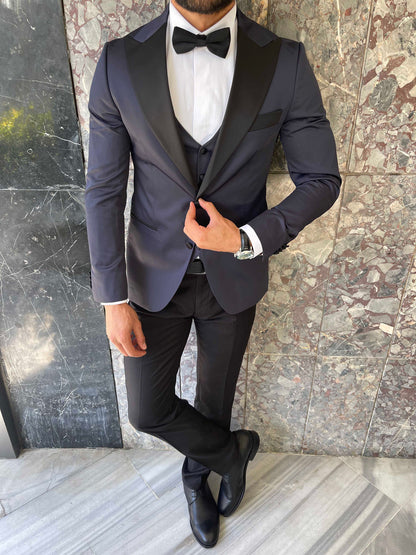 XAYWEAR Men's Navy Slim-Fit Tuxedo 3-Piece Suit