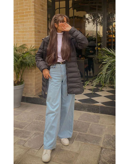 Women Light Blue Wide Leg Jeans | High Waist Loose Fit Denim Pants for Girls & Ladies