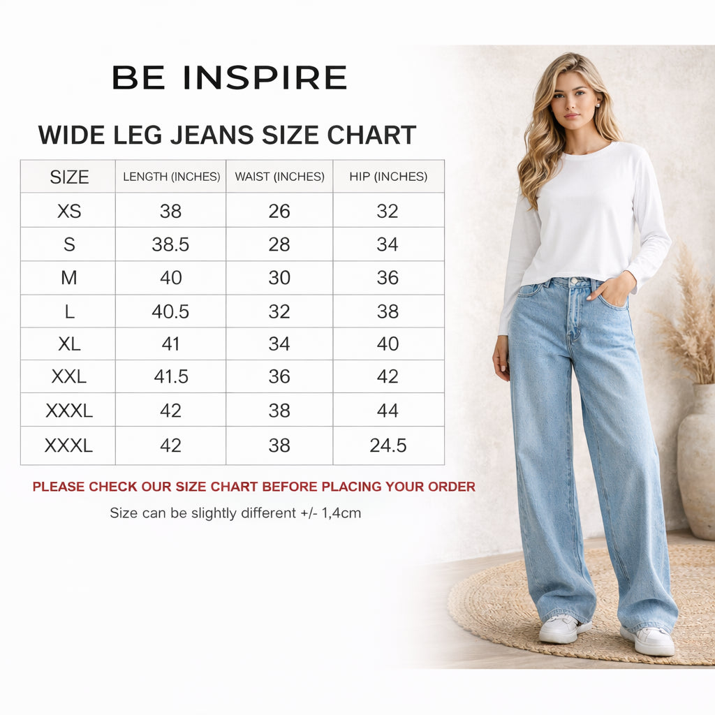 Women Light Blue Wide Leg Jeans | High Waist Loose Fit Denim Pants for Girls & Ladies