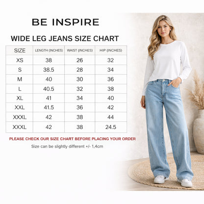 Women Light Blue Wide Leg Jeans | High Waist Loose Fit Denim Pants for Girls & Ladies