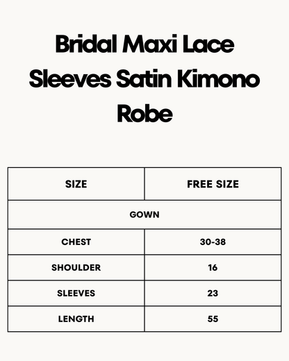 XAYWEAR Bridal Maxi Lace Sleeves Satin Kimono Robe