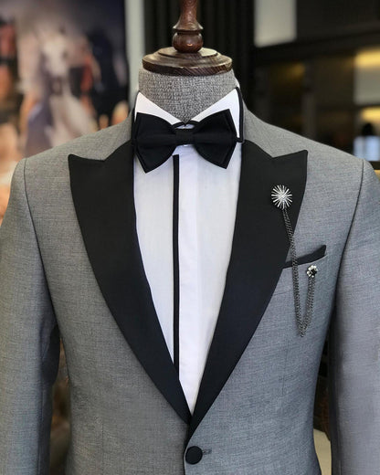 XAYWEAR Grey Slim-Fit Tuxedo 2-Piece Men's Suit