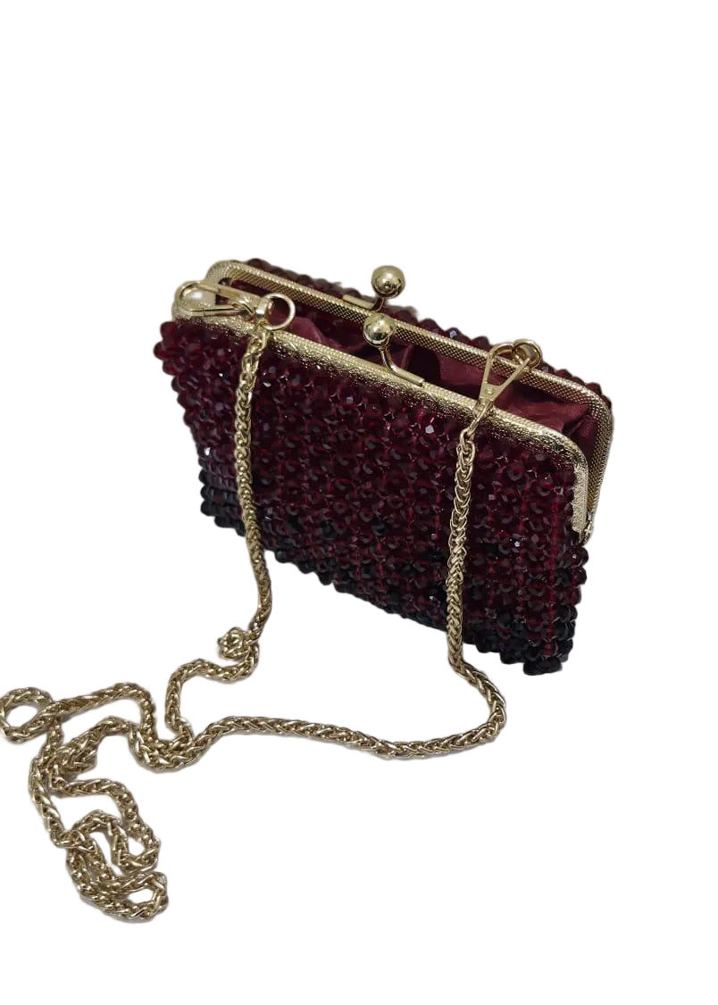 XAYWEAR Women's Handmade Red Pearls - (Recreation of An Elite Purse)