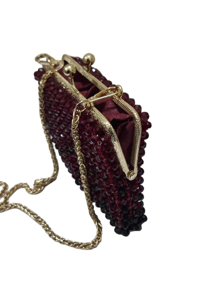 XAYWEAR Women's Handmade Red Pearls - (Recreation of An Elite Purse)
