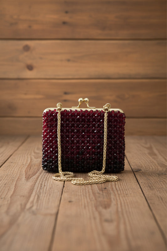 XAYWEAR Women's Handmade Red Pearls - (Recreation of An Elite Purse)