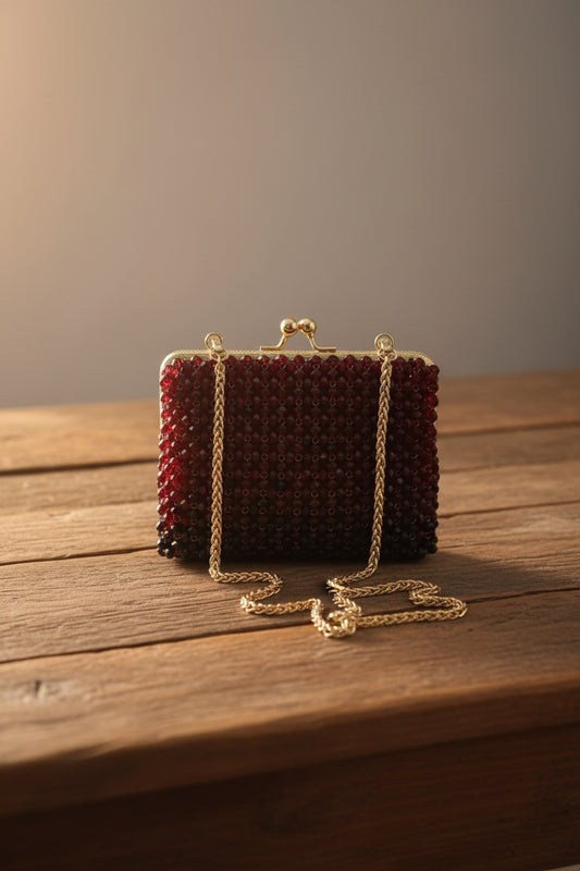 XAYWEAR Women's Handmade Red Pearls - (Recreation of An Elite Purse)