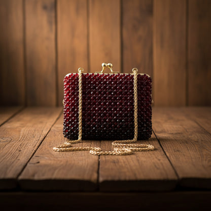 XAYWEAR Women's Handmade Red Pearls - (Recreation of An Elite Purse)