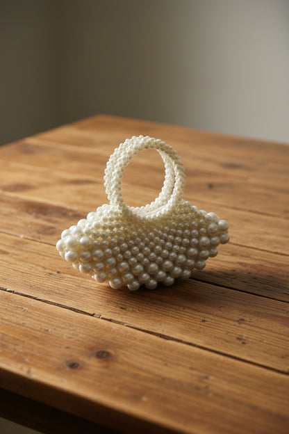 XAYWEAR Women's Handmade White Pearls - (Recreation of An Elite Purse)