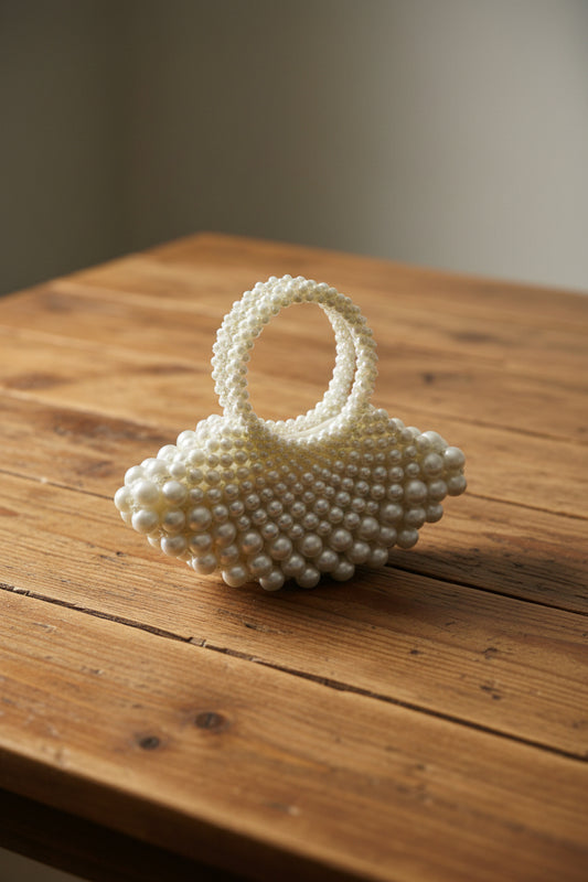 XAYWEAR Women's Handmade White Pearls - (Recreation of An Elite Purse)