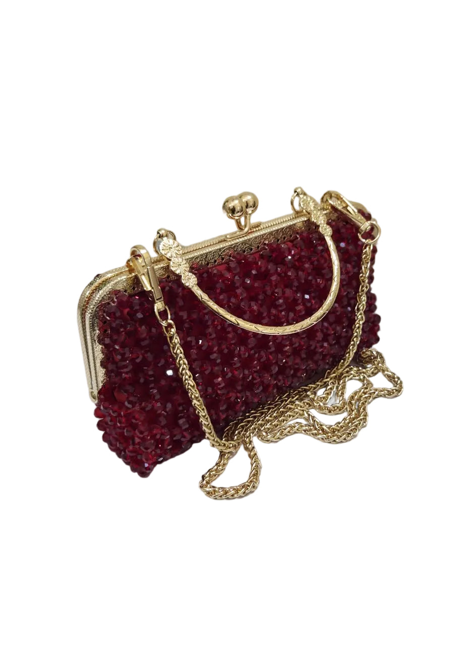 XAYWEAR Women's Handmade Red Wine Pearls - (Recreation of An Elite Purse)