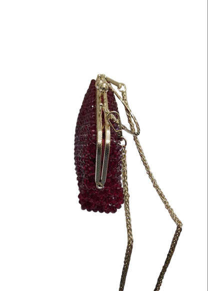 XAYWEAR Women's Handmade Red Wine Pearls - (Recreation of An Elite Purse)