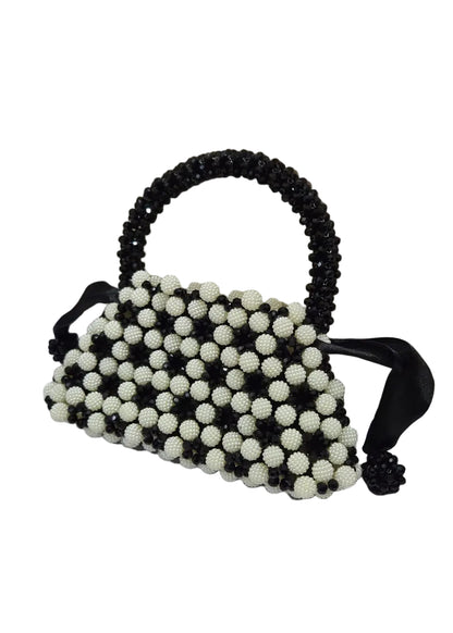 XAYWEAR Women's Handmade Black and White Pearls - (Recreation of An Elite Purse)