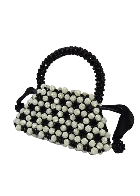 XAYWEAR Women's Handmade Black and White Pearls - (Recreation of An Elite Purse)