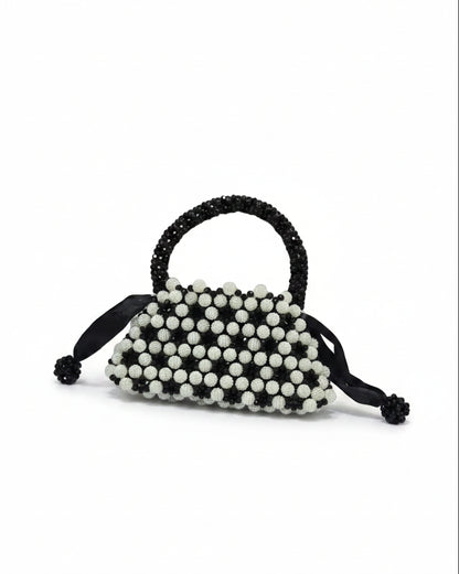 XAYWEAR Women's Handmade Black and White Pearls - (Recreation of An Elite Purse)