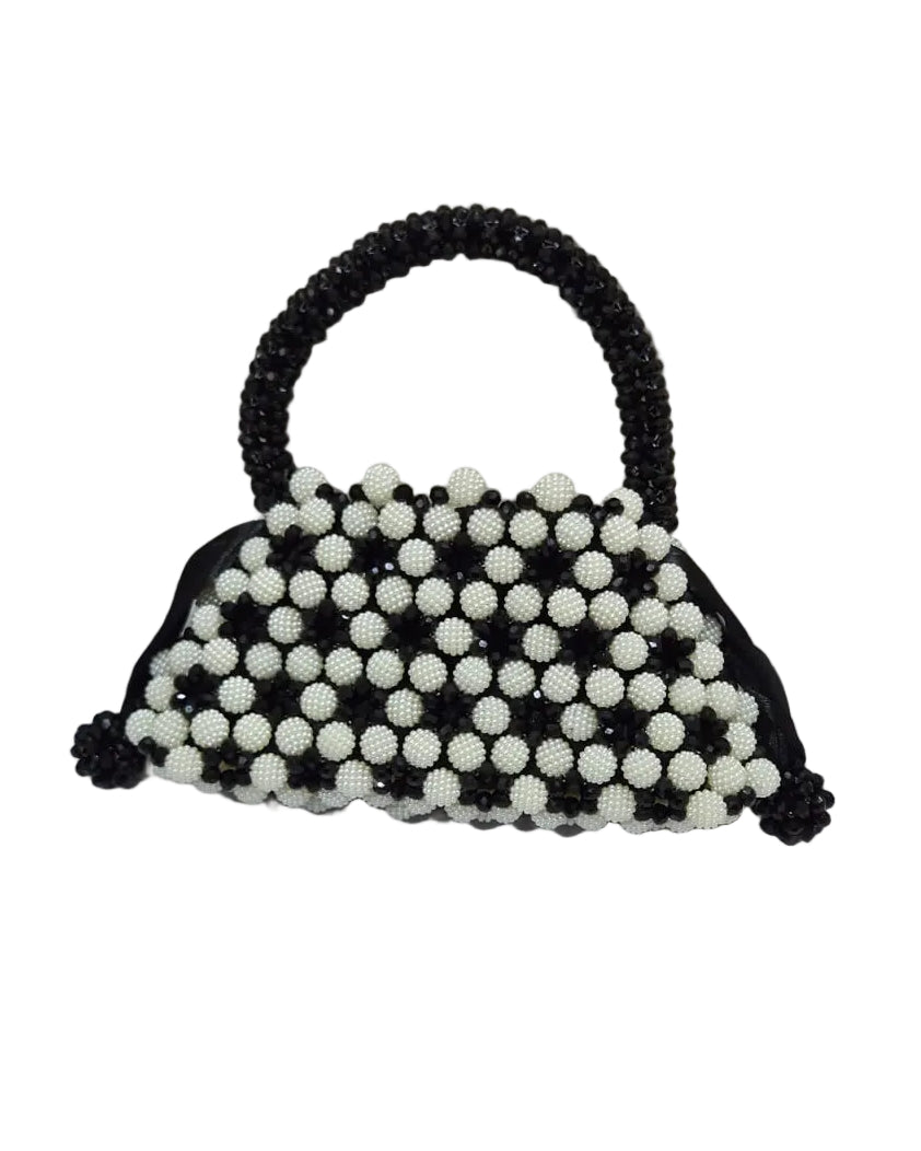 XAYWEAR Women's Handmade Black and White Pearls - (Recreation of An Elite Purse)