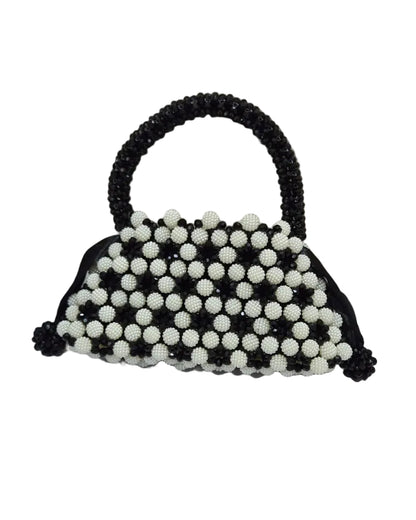 XAYWEAR Women's Handmade Black and White Pearls - (Recreation of An Elite Purse)