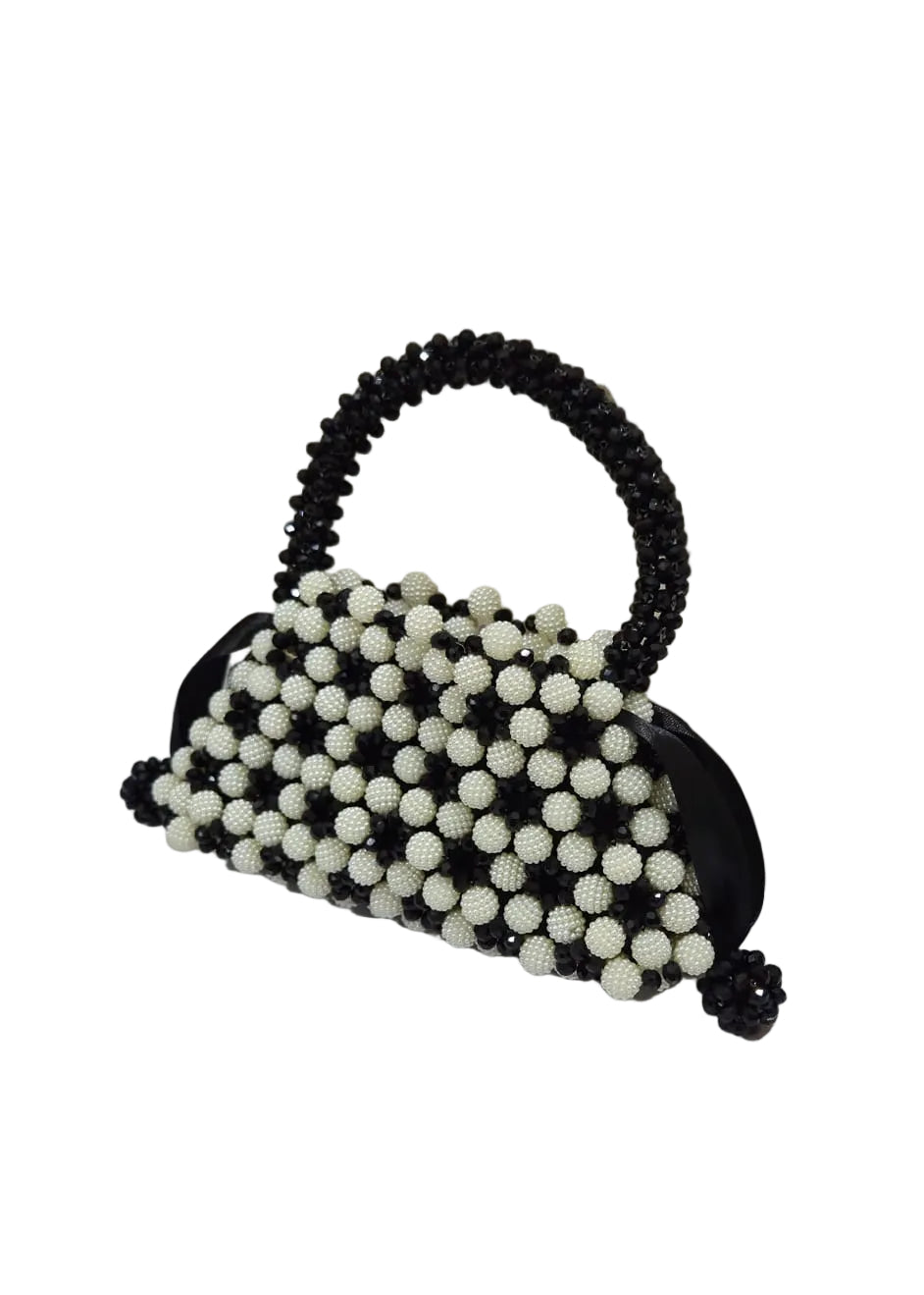 XAYWEAR Women's Handmade Black and White Pearls - (Recreation of An Elite Purse)
