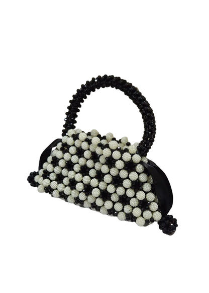 XAYWEAR Women's Handmade Black and White Pearls - (Recreation of An Elite Purse)