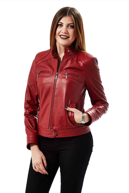XAYWEAR Real Red Leather Vintage Jacket