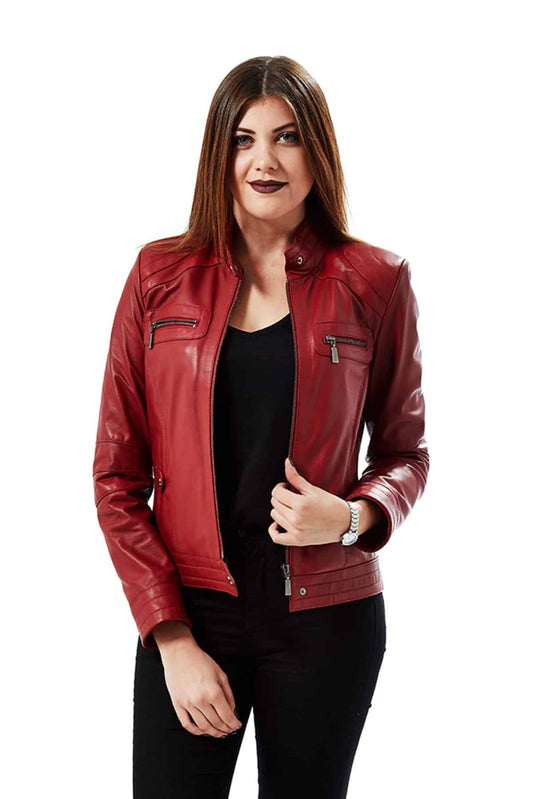 XAYWEAR Real Red Leather Vintage Jacket