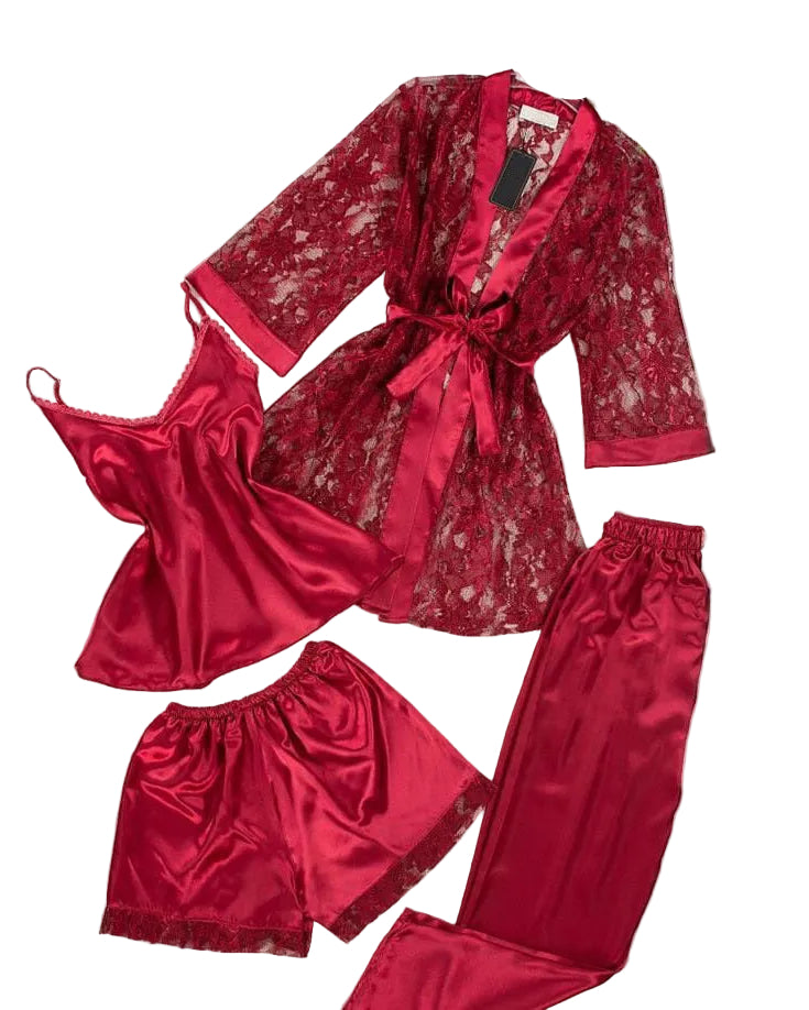 XAYWEAR Silk 4 Piece NightWear Set