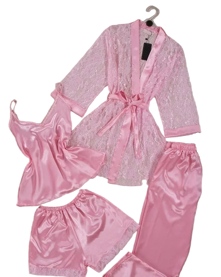 XAYWEAR Silk 4 Piece NightWear Set