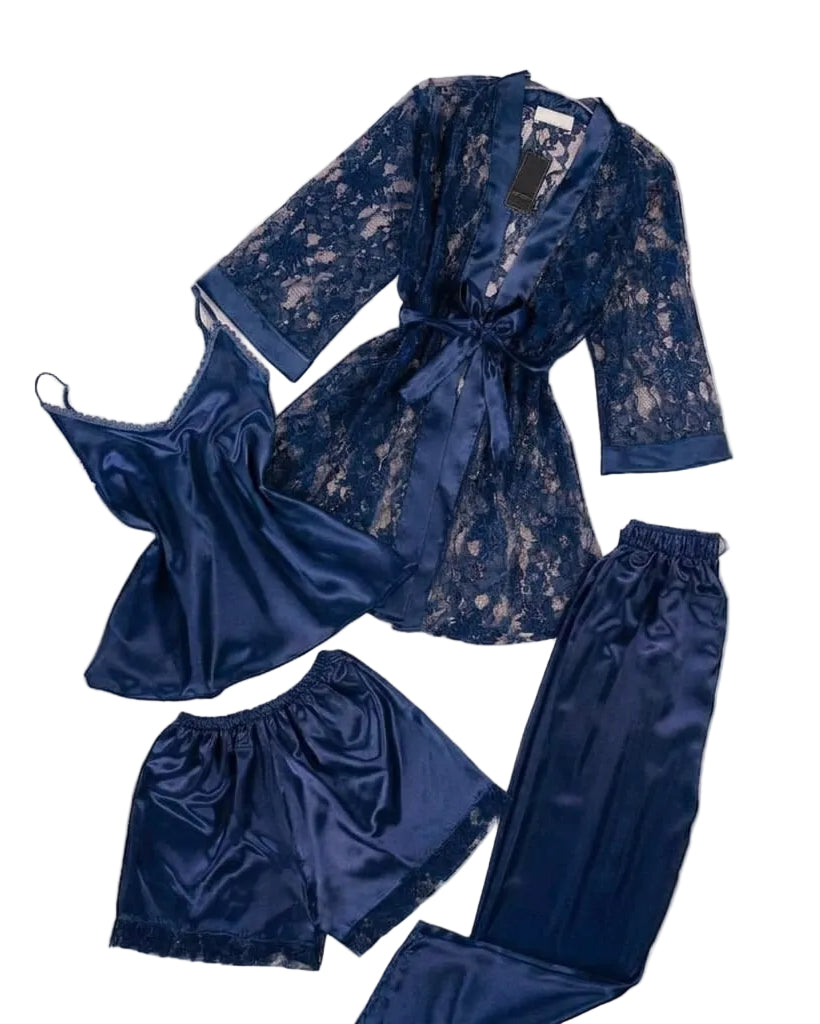 XAYWEAR Silk 4 Piece NightWear Set