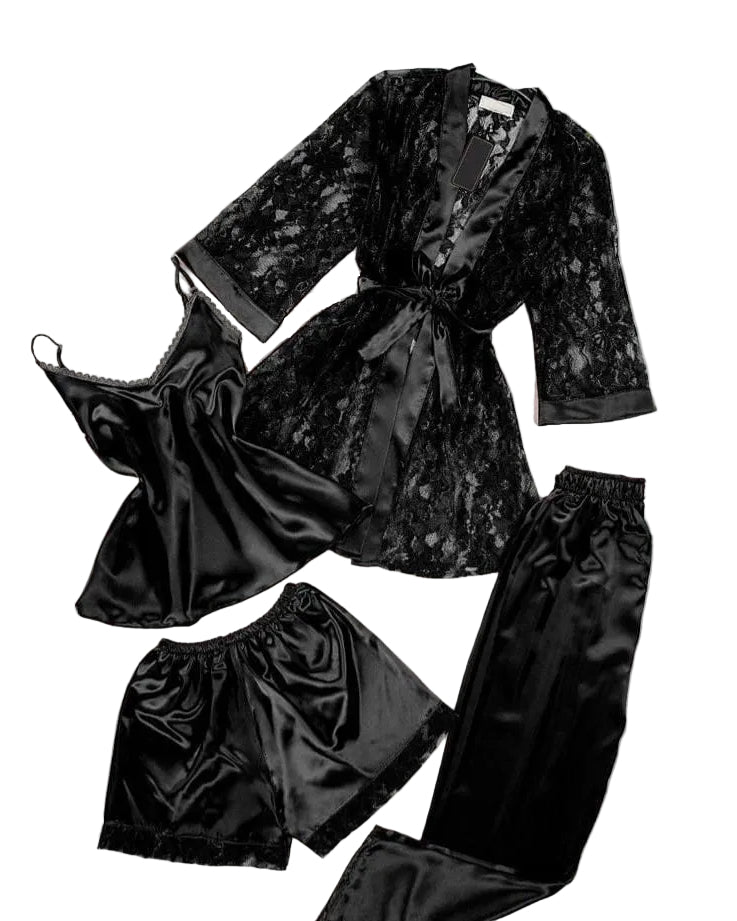 XAYWEAR Silk 4 Piece NightWear Set