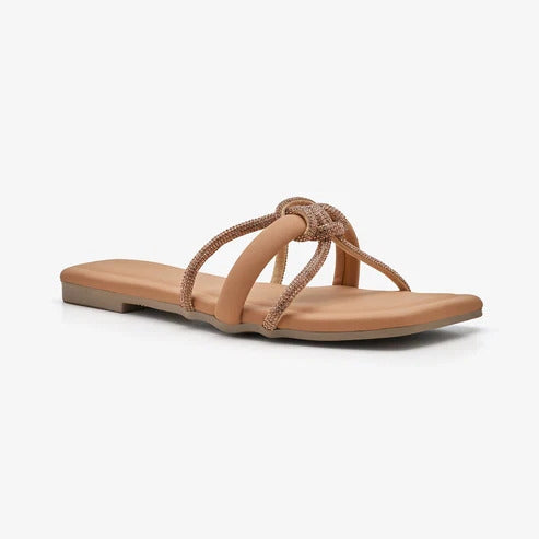 XAYWEAR Women's Knotted Embellished Slides