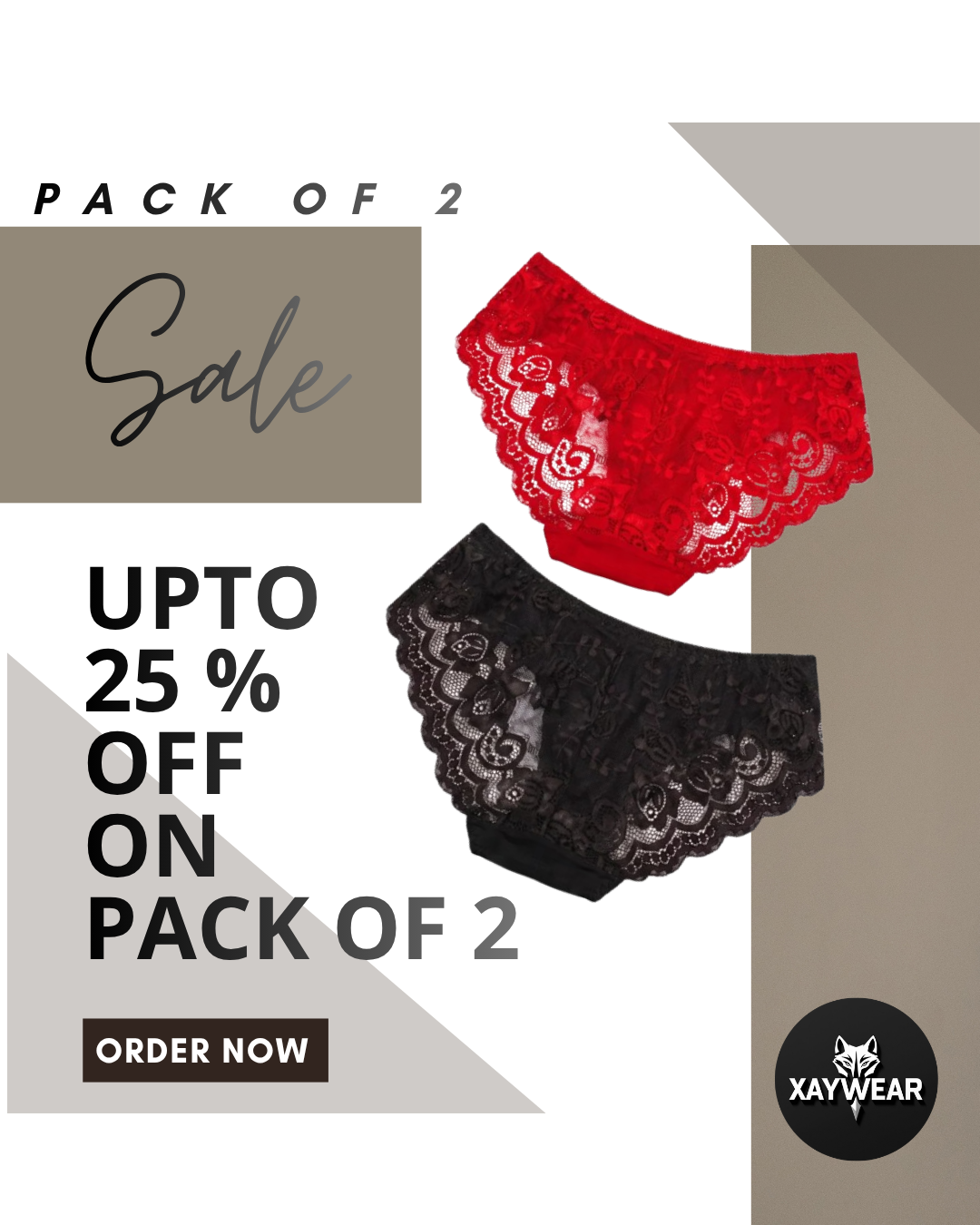 Brief Panty - Rose Lace - Black